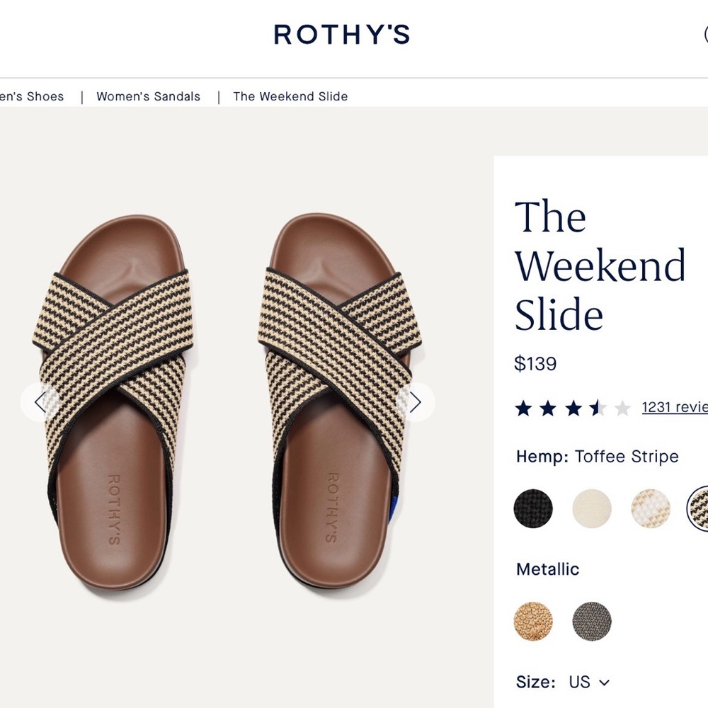 Rothy's Black and Tan Slides